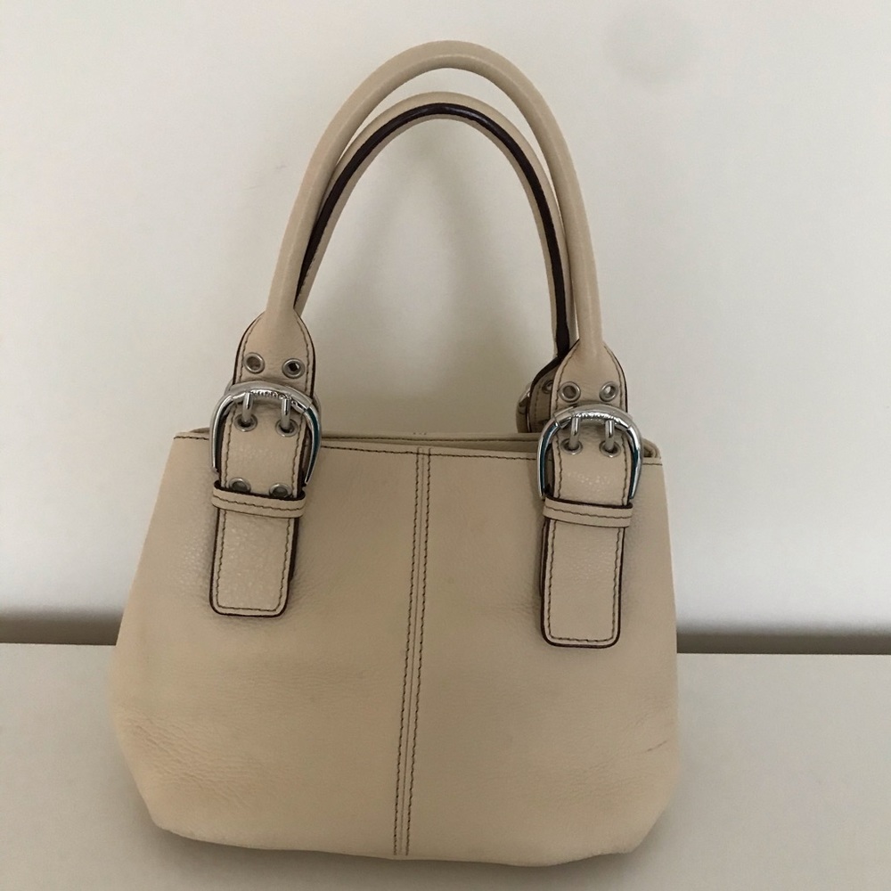Tignanello Cream Handbag with Buckle Accents